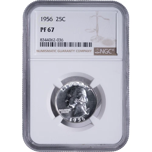 1956 25c Washington Silver Quarter ~ NGC PF 67