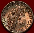 Uncirculated 1940-D Denver Mint Silver Mercury Dime with Great Golden Color — photo 2