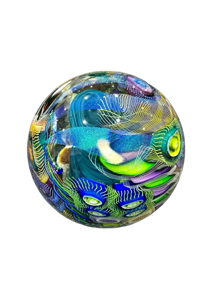 NUEVO vidrio artístico firmado orbe de 4” inspirado en paisajes marinos por Scott Garrelts Foto 2 de 4