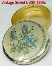 1980s INDIAN MOTIVES Tin Box Candy USSR Vintage Collectible Empty Tin Can