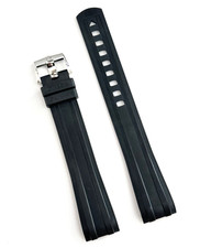 Original Omega Seamaster 21mm Longer Black Rubber Watch Band Strap with Buckle