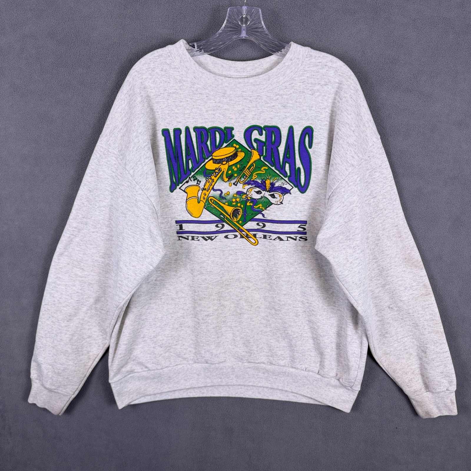 Vintage 1995 Mardi Gras New Orleans 2XL Crewneck Sweatshirt Made In USA Read!