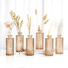 Vasi Vetro Ambra Diamante (6 Pezzi) Set Decorativi Vaso Fiori per Pampas Vasi
