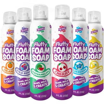 Fluffy Foam Soap 6 Pack - Fun Fruity Colors for Kids Bath Art