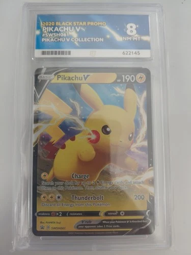 Pikachu v SWSH061 Black Star Promo Card ACE 8 Near Mint Condition