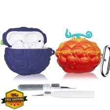 2 Pack Devil Fruit AirPods Pro 3rd Gen Case Purple Red Orange Silicone