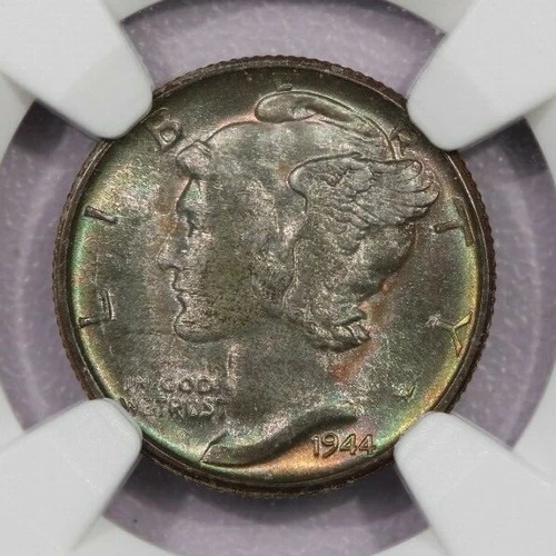 1944-S 1944 Mercury Dime 10c NGC MS65 beautiful color