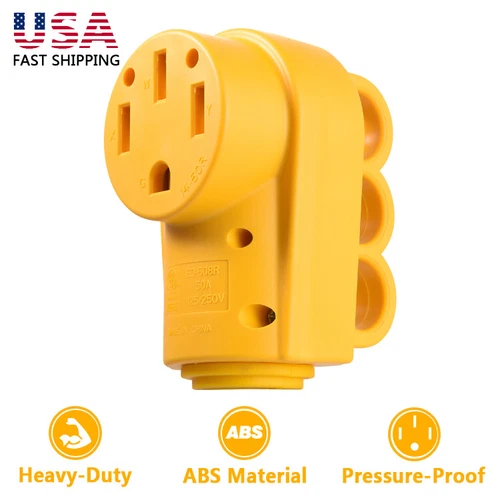 Universal 125/250V 50Amp Heavy Duty RV Female Replacement Plug Yellow Connector - Picture 1 of 6