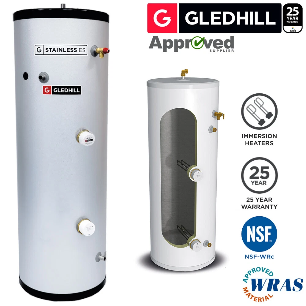 Gledhill ES 150L DIRECT Unvented Hot Water Cylinder Stainless Steel 150  Litre | eBay