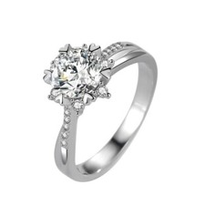 Round Cut 6-Claw AAA CZ 925 Silver Band Women's Engagement Wedding Ring Size 4-9