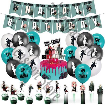 SPY×FAMILY Supplies Birthday Party Set Balloons Cake Toppers Banner Decor Gift D