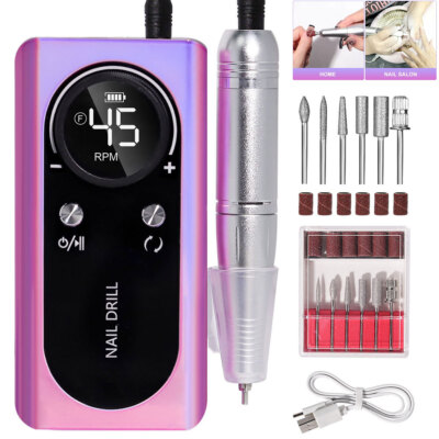 #ad 45000RPM Electric Portable Nail Drill Machine Rechargeable Low Noise Sander File $20.98