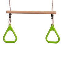 Loggyand Holztrapez Trapez Mit Turnringe Ringen Schaukelsitz Trapezringe GrüN