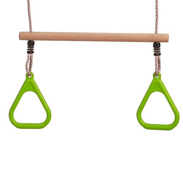Loggyand Holztrapez Trapez Mit Turnringe Ringen Schaukelsitz Trapezringe GrüN-image