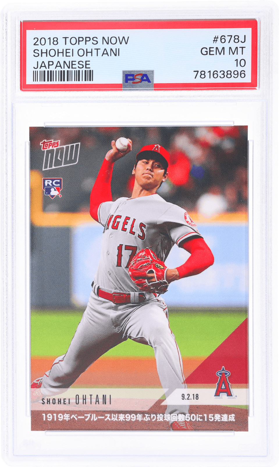 2018 Topps Now Shohei Ohtani Japanese #678J /1604 PSA 10 Rookie RC