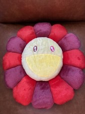 Takashi Murakami Rainbow Plush Cushion New Us Seller Pillow 16 X16   Red