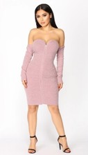 Fashion Nova Viven Mauve Zipper Dress M