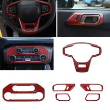 6pc Full Set Interior Dash Cover Trim Kit For Ford Bronco 2021 Red Carbon Fiber