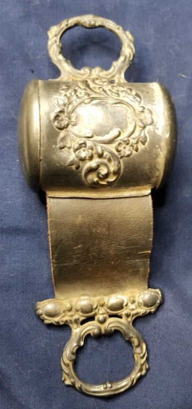 Vintage Victorian Silver Plated Razor Sharpener Leather Strop