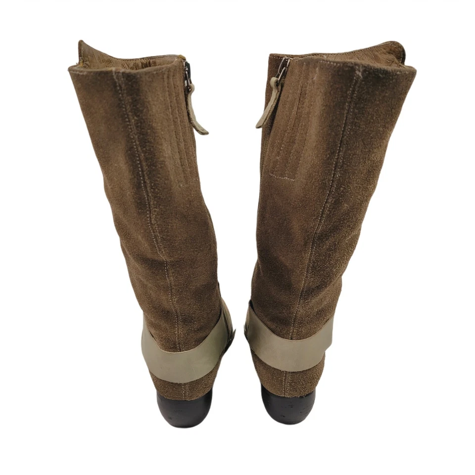 Botas de montar de cuero antílope marrón y beige gamuza con cremallera únicas talla 36 (5,5-6) Foto 3 de 4