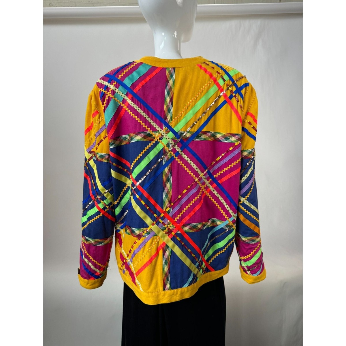 US vintage gene ewing bis パッチワーク ジャケット Vintage Gene Ewing BIS Colorful Patchwork Button-Up Jacket L
