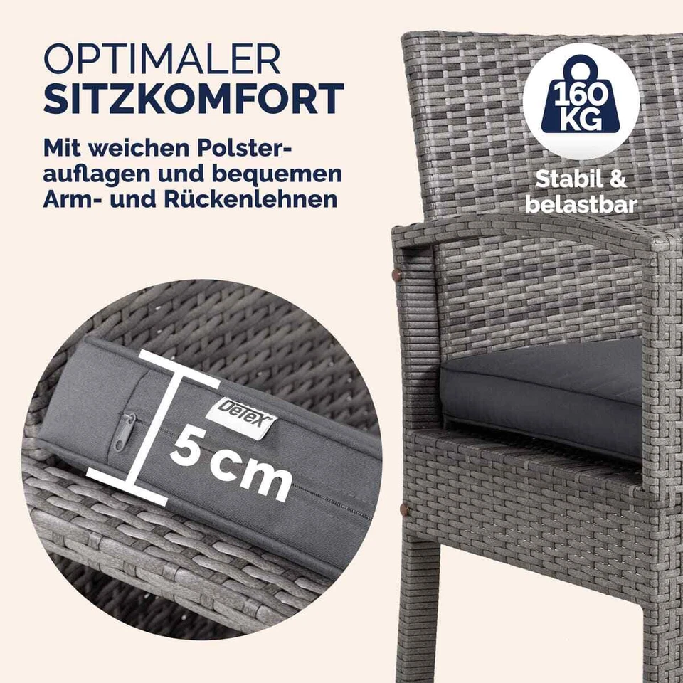 CASARIA® Gartenmöbel Balkonmöbel Lounge Polyrattan Garten Balkon Set - Bild 3 von 4