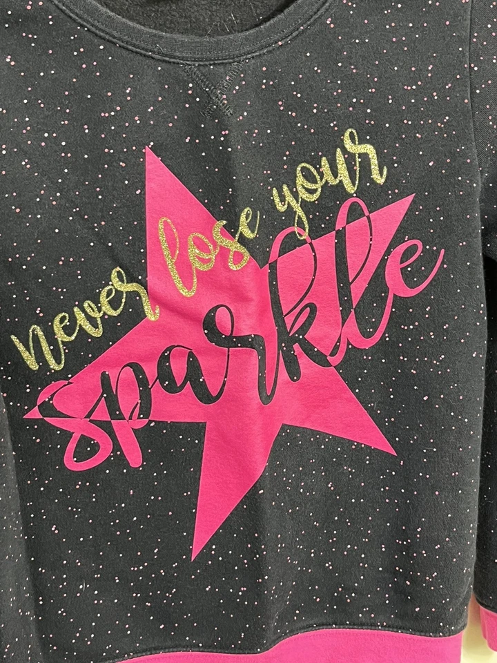 Sudadera Joe Boxer para niñas. Talla grande (10-12). "Nunca pierdas tu brillo". Foto 2 de 4