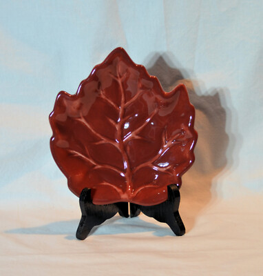 Tabletops Lifestyles Fruit Medley Leaf Dish Plates Salad Size Burgundy Dark C-3