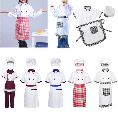 Child Chef Costume Kid Boy Girl Cook Job Uniform Fancy Dress Up Cosplay Outfits