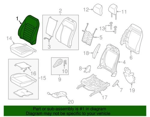 Conjunto de cubierta de asiento delantero derecho original Ford Fusion 2013-2014 DS7Z-54644416-EB Foto 2 de 2