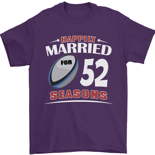 52 Year Wedding Anniversary 52nd Rugby Mens T-Shirt 100% Cotton - Picture 57 of 109