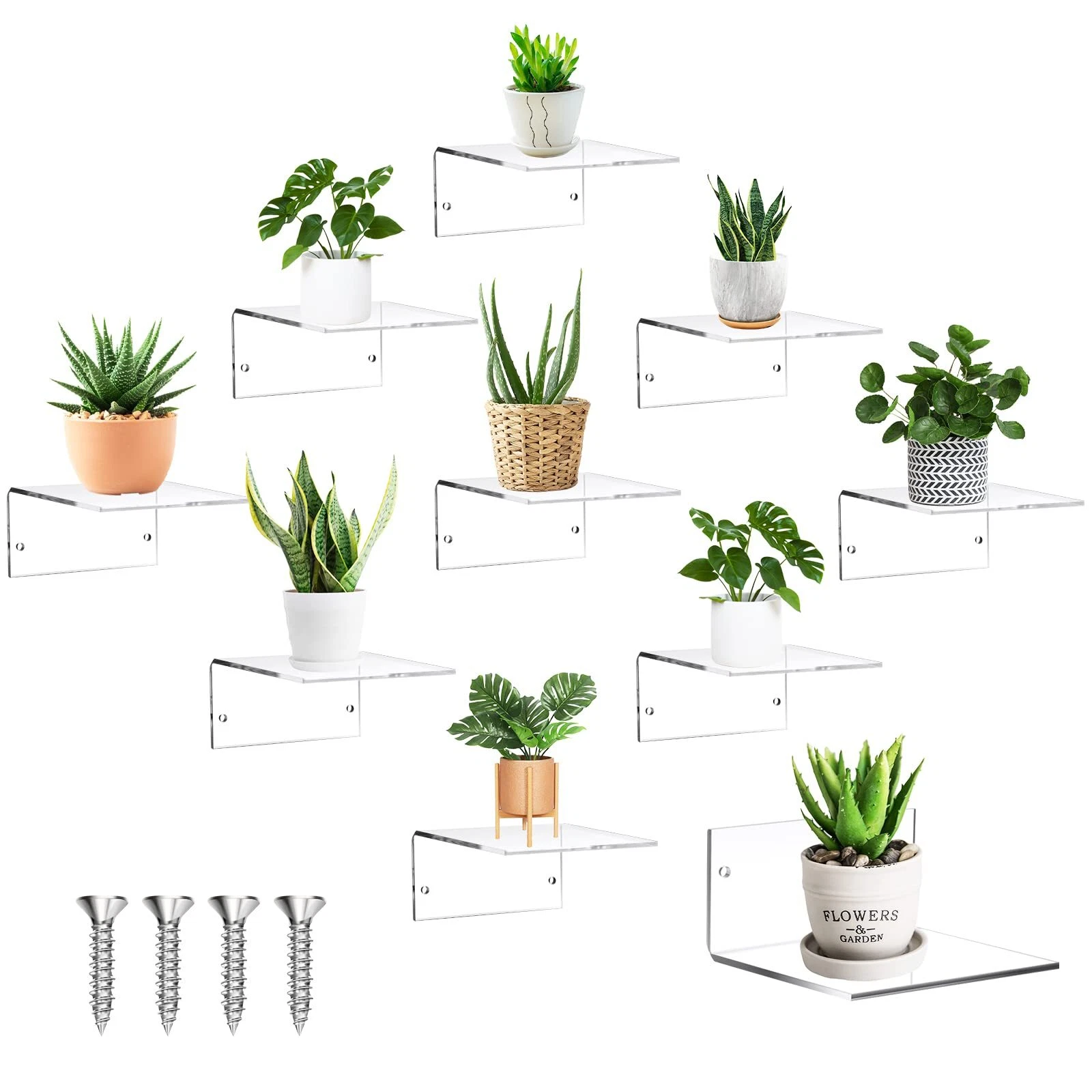 10 Pack Clear Acrylic Wall Shelves for Pop Figures Plant Picture Photo Storage