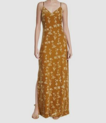 $326 Elizabeth And James Women Gold Velvet Sleeveless Maxi