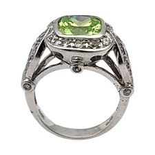 MX STERLING SILVER 10MM CUSHION CUT PERIDOT SIZE 8.75 RING 9.4GR 1152