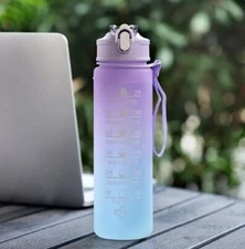 Sports Motivational Drinking Water Bottle With Time Marker 32 Oz BPA Free