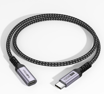 USB C Extension Cable 1.5Ft, USB 3.2 Type C Extender Cord (100W Fast Charging