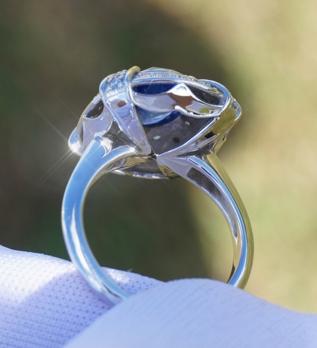 Sapphire Ring Gold Diamond Natural Real Ceylon Sri-Lanka GIA Certified 3.87CTW - Picture 6 of 10