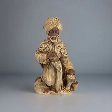 VTG Kurt S Adler Nativity Paper Mache Holy Family Wise Man/King Balthasar Gold