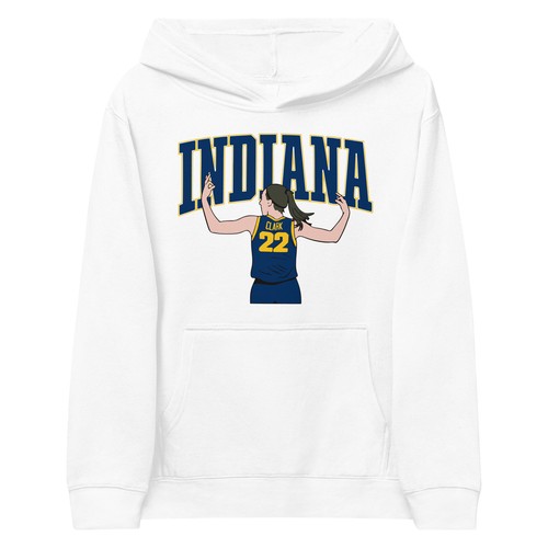 RETRO CAITLIN CLARK INDIANA BASKETBALL KIDS FLEECE HOODIE FROM THE LOGO IOWA NEW - Picture 2 of 4