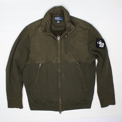 Polo Ralph Lauren Field Jacket M Military Green Zip Anchor Patch