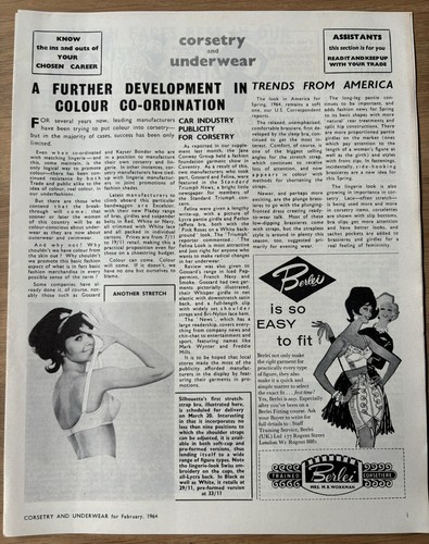 1960's CORSETRY AND UNDERWEAR February 1964 Newsletter BRA LINGERIE TRADE PRESS