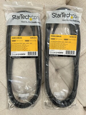 New! Set of 2 StarTech High speed HDMI to HDMI 10 foot cables