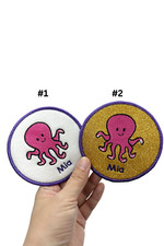Custom Glittered and Felted Iron-on Baby Ocotpus Name Tag Patch