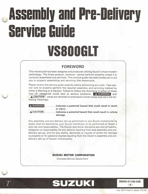 NOS Genuine Suzuki Assembly and Pre-Delivery Service Guide/Manual