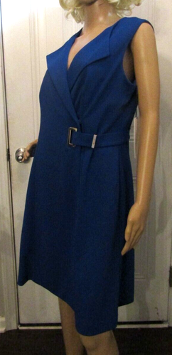 Calvin Klein Sheath Dress Womens Blue Sleeveless Wrap NWT Retail $134 Size 10 - 第 4/8 張圖片