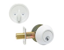 Closeout Single Cylinder Deadbolt with Rekeyable Schlage Keyway- White