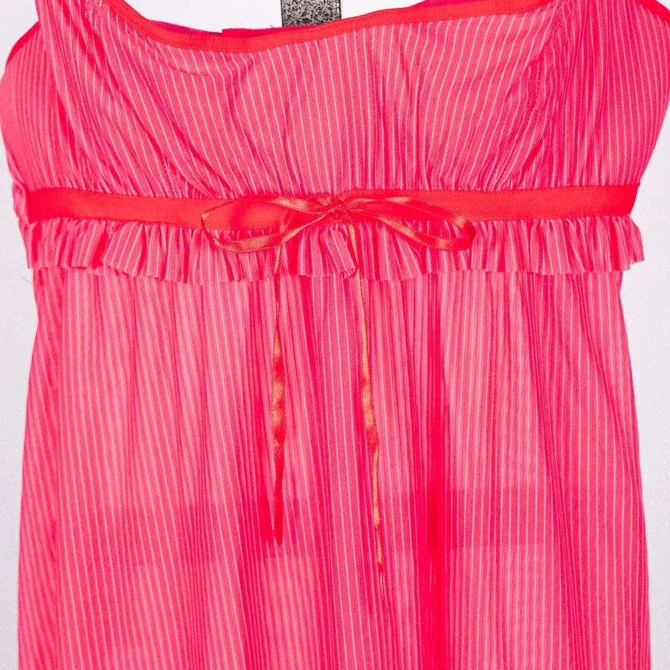 Vestido Camisón Victoria's Secret Pout Rosa Transparente Babydoll Talla PEQUEÑO Volantes Foto 2 de 4
