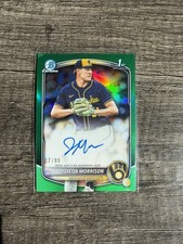 Jacob Morrison 2025 Bowman Draft True Green Refractor 1st Auto /99 Brewers