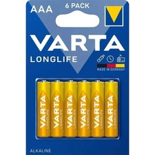 Image of 6x Varta Longlife AAA LR03 1.5V Alkaline Batteries Micro E92 Made in Germany