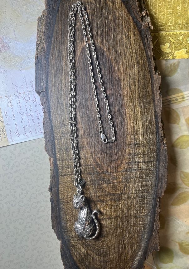 Sterling Silver Jaguar Leopard Pendent Necklace V… - image 5